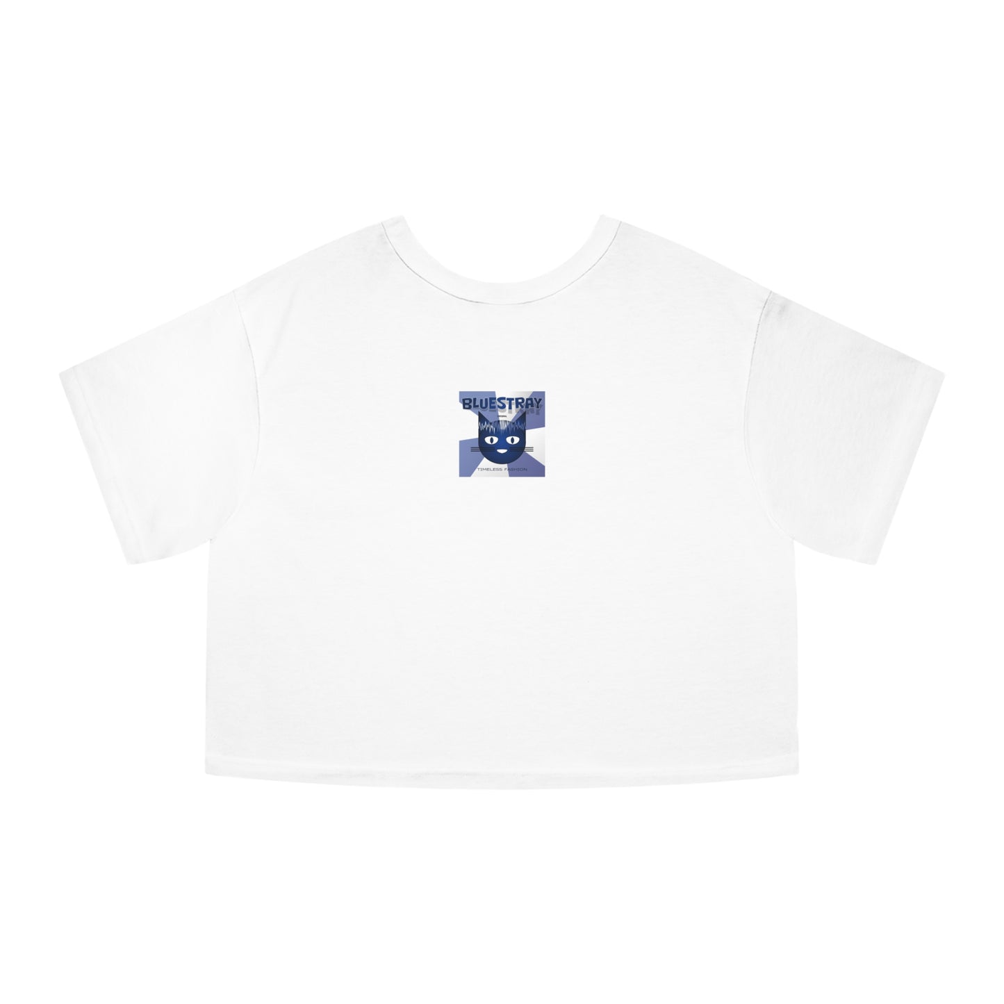 Bluestray Cat Graphic Cropped Tee — Vintage-Inspired Women's Champion Shirt