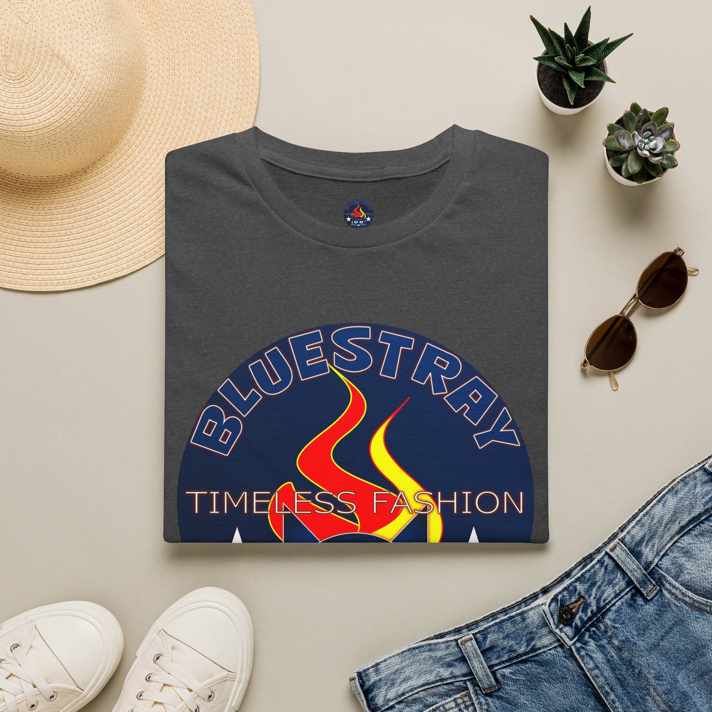 Bluestray 'Timeless Fashion' Graphic T-Shirt — Retro Flame Logo Tee