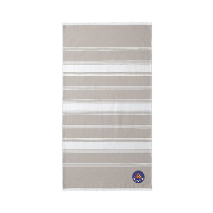 Embroidered Stripe Beach Throw – Nautical Cotton Bluestray Towel with Anchor Patch