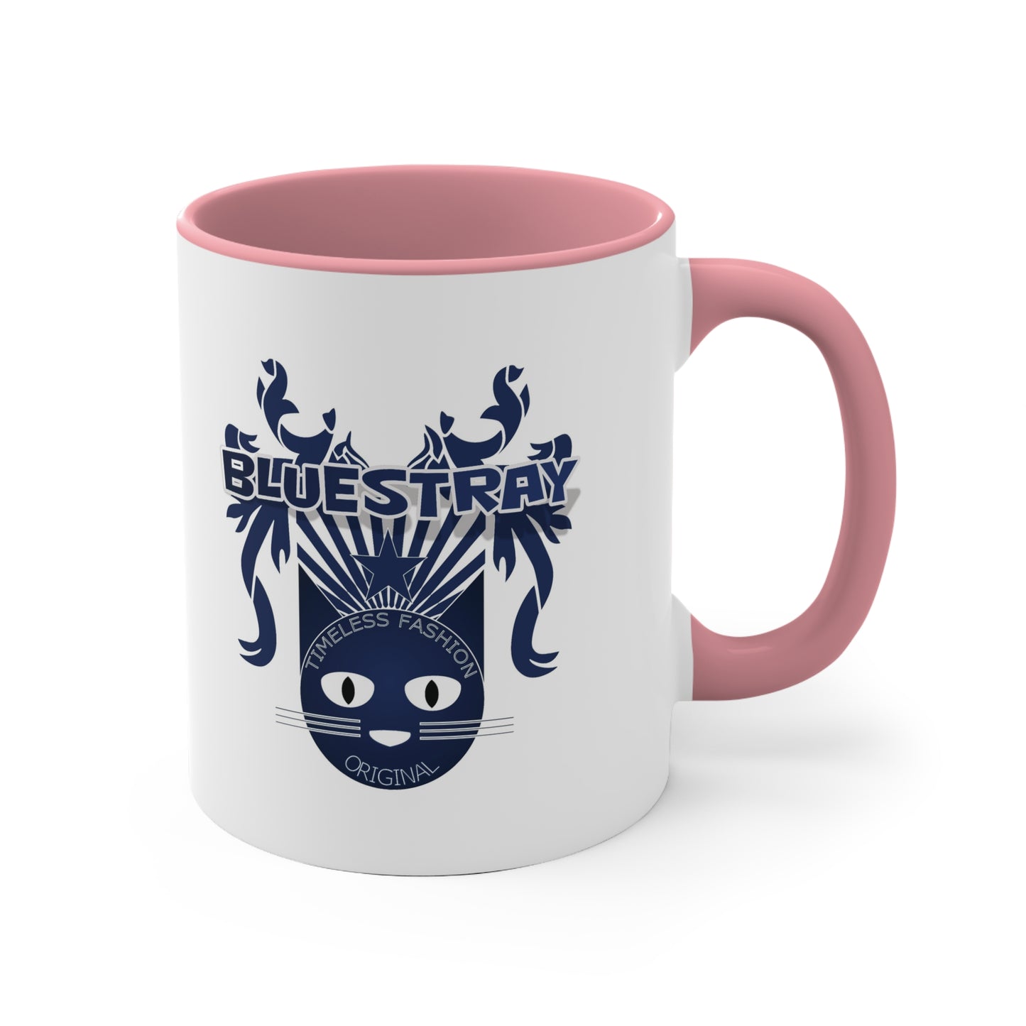 Bluestray Cat Accent Mug — Retro Cat Crest Coffee Cup (11oz)