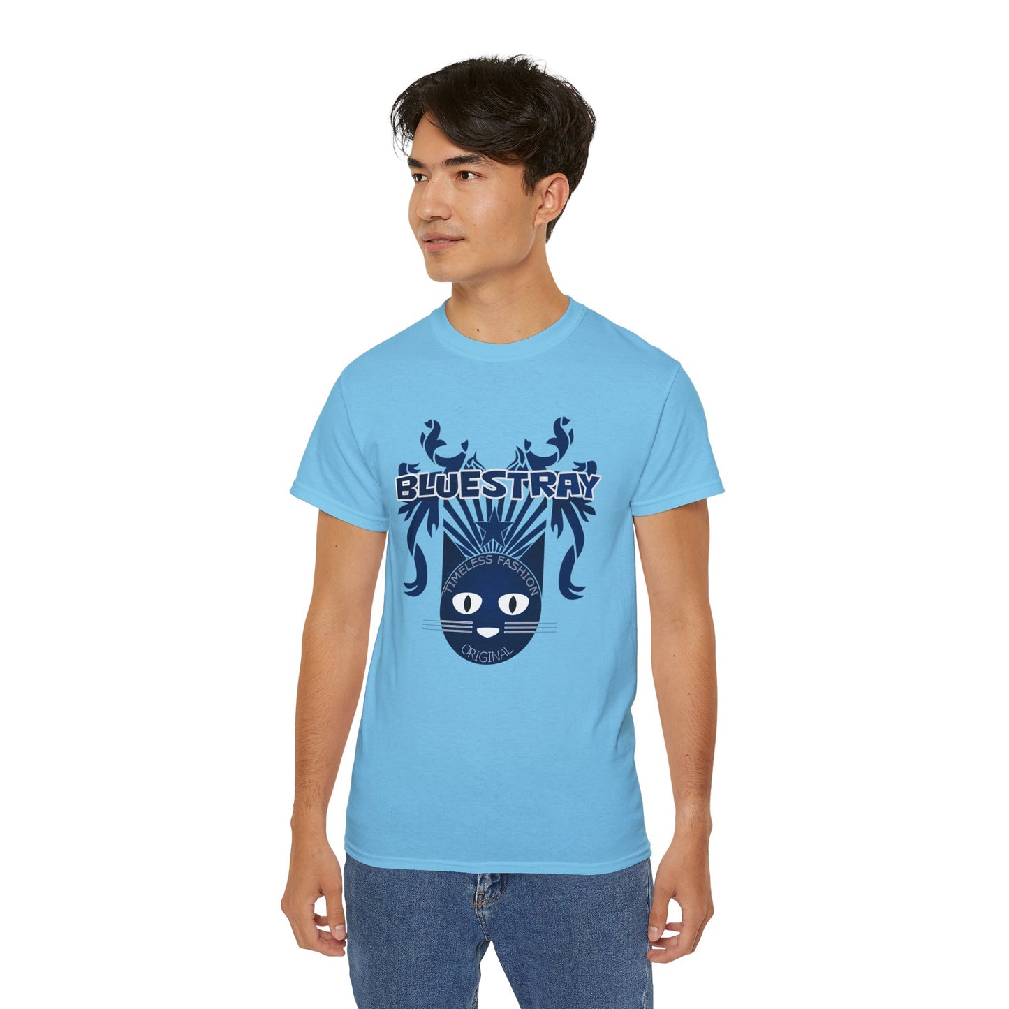 Bluestray Cat Graphic Tee — Retro Nautical Cat Design