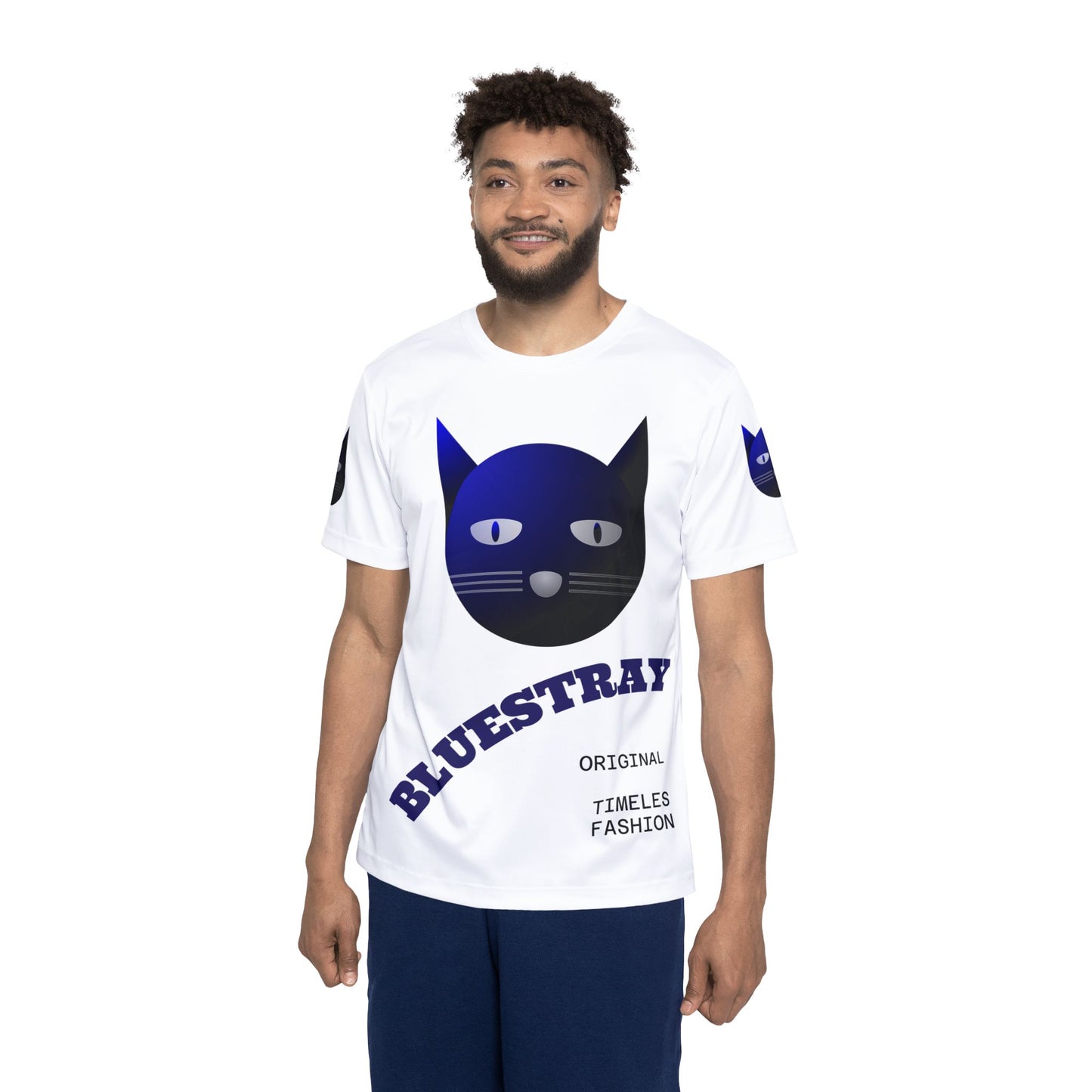 Bluestray Cat Sports Jersey — Men's Athletic Tee with Blue Cat Graphic