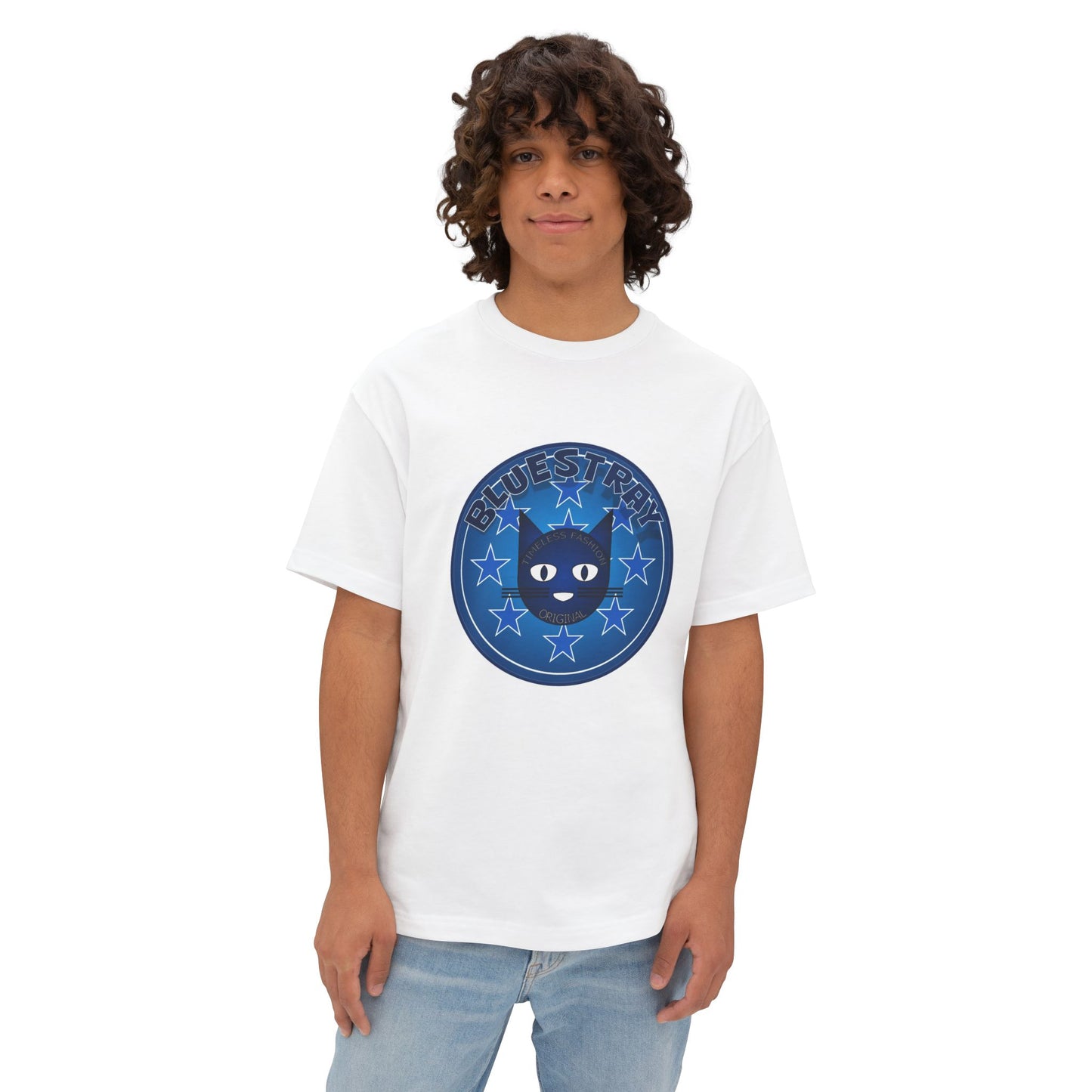 Blue Cat Stars Tee — "Bluestray" Graphic T-Shirt