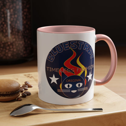 Bluestray Timeless Fashion Accent Coffee Mug — Retro Cat Logo 11/15oz