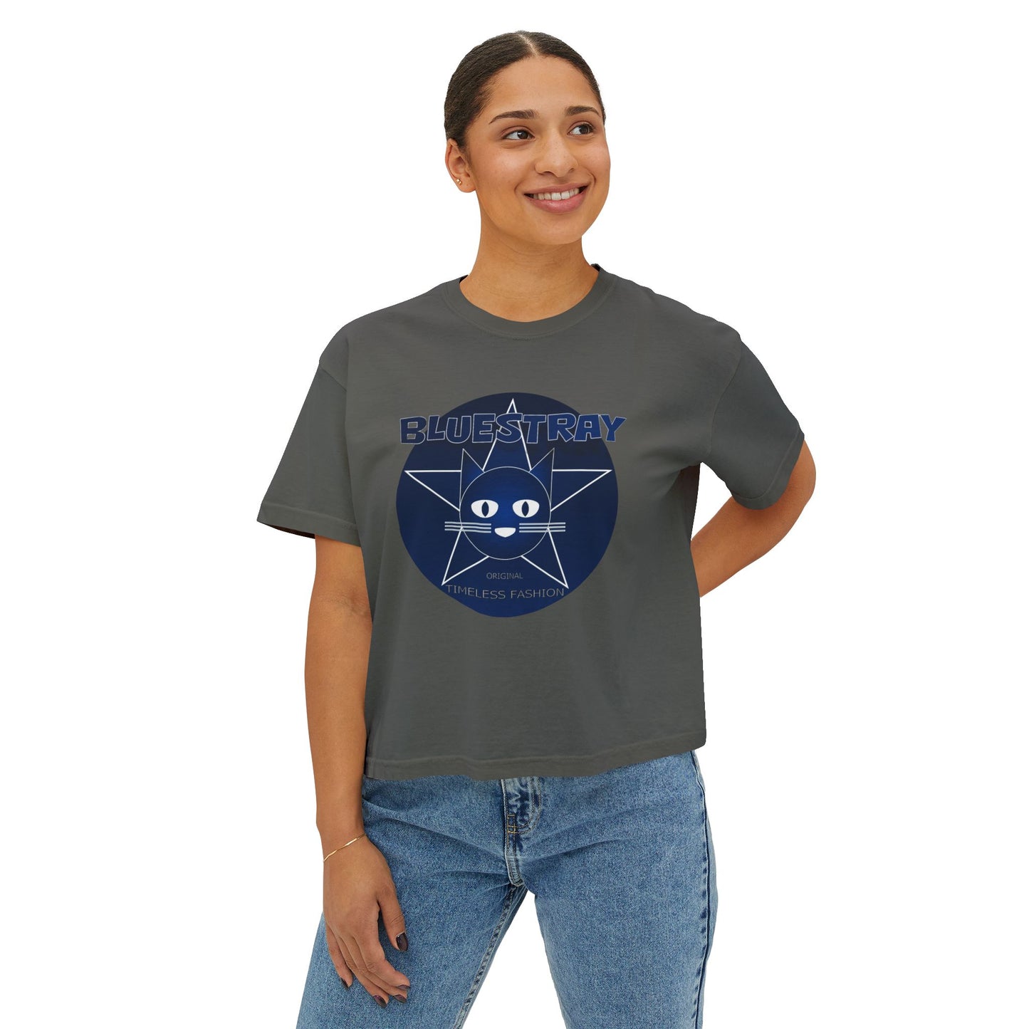 Bluestray Cat Graphic Tee — Women's Boxy Casual Top