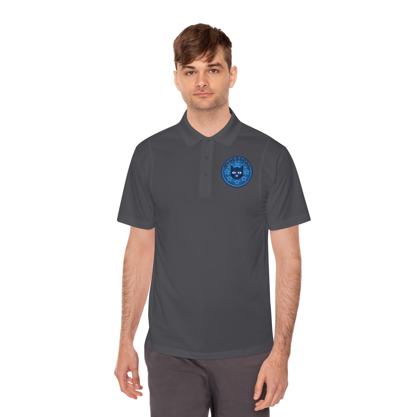 Men's Polo Shirt — Bluestray Galaxy Cat Logo Athletic Golf Shirt
