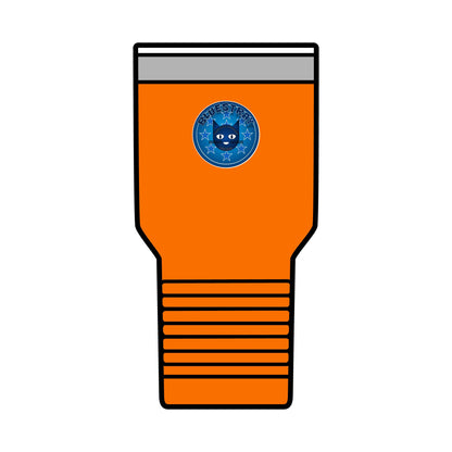 30oz Insulated Tumbler — Coral Drink Cup with Bluestray Cat Sticker