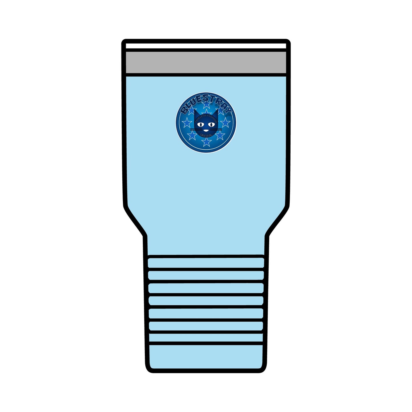 30oz Insulated Tumbler — Coral Drink Cup with Bluestray Cat Sticker