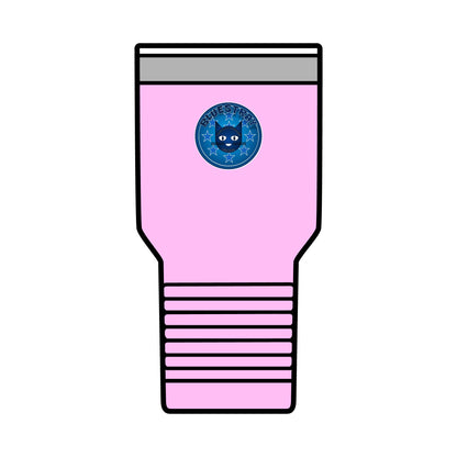 30oz Insulated Tumbler — Coral Drink Cup with Bluestray Cat Sticker