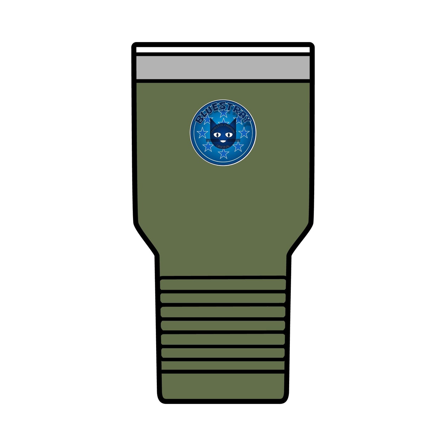 30oz Insulated Tumbler — Coral Drink Cup with Bluestray Cat Sticker