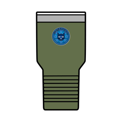 30oz Insulated Tumbler — Coral Drink Cup with Bluestray Cat Sticker