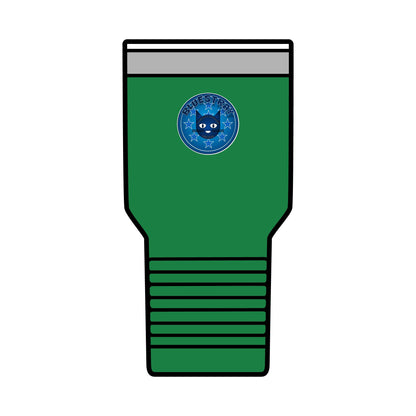 30oz Insulated Tumbler — Coral Drink Cup with Bluestray Cat Sticker