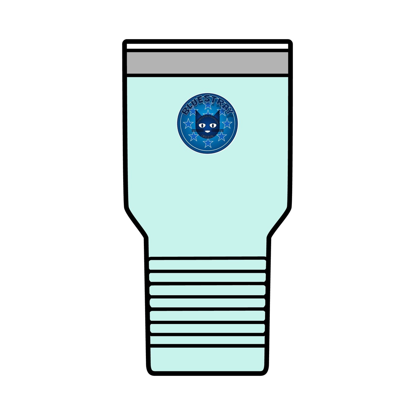 30oz Insulated Tumbler — Coral Drink Cup with Bluestray Cat Sticker