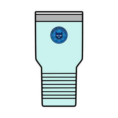 30oz Insulated Tumbler — Coral Drink Cup with Bluestray Cat Sticker