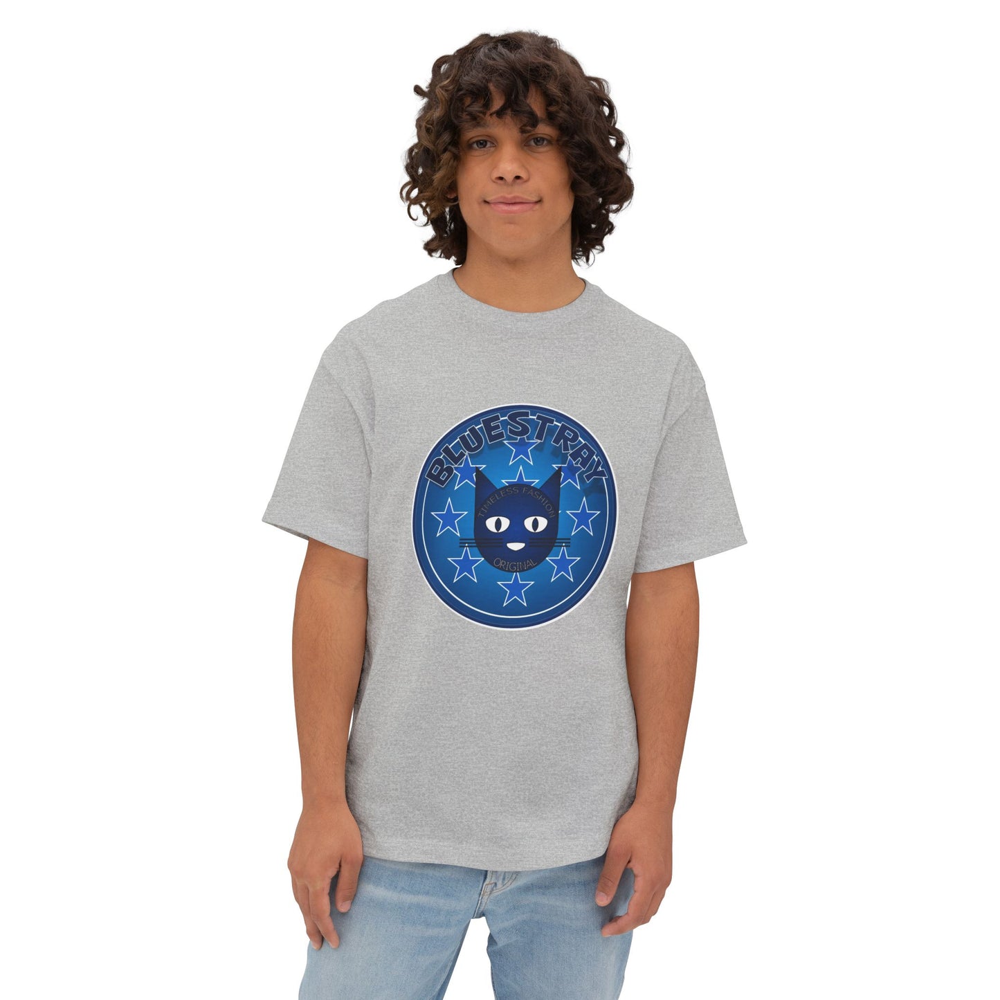 Blue Cat Stars Tee — "Bluestray" Graphic T-Shirt