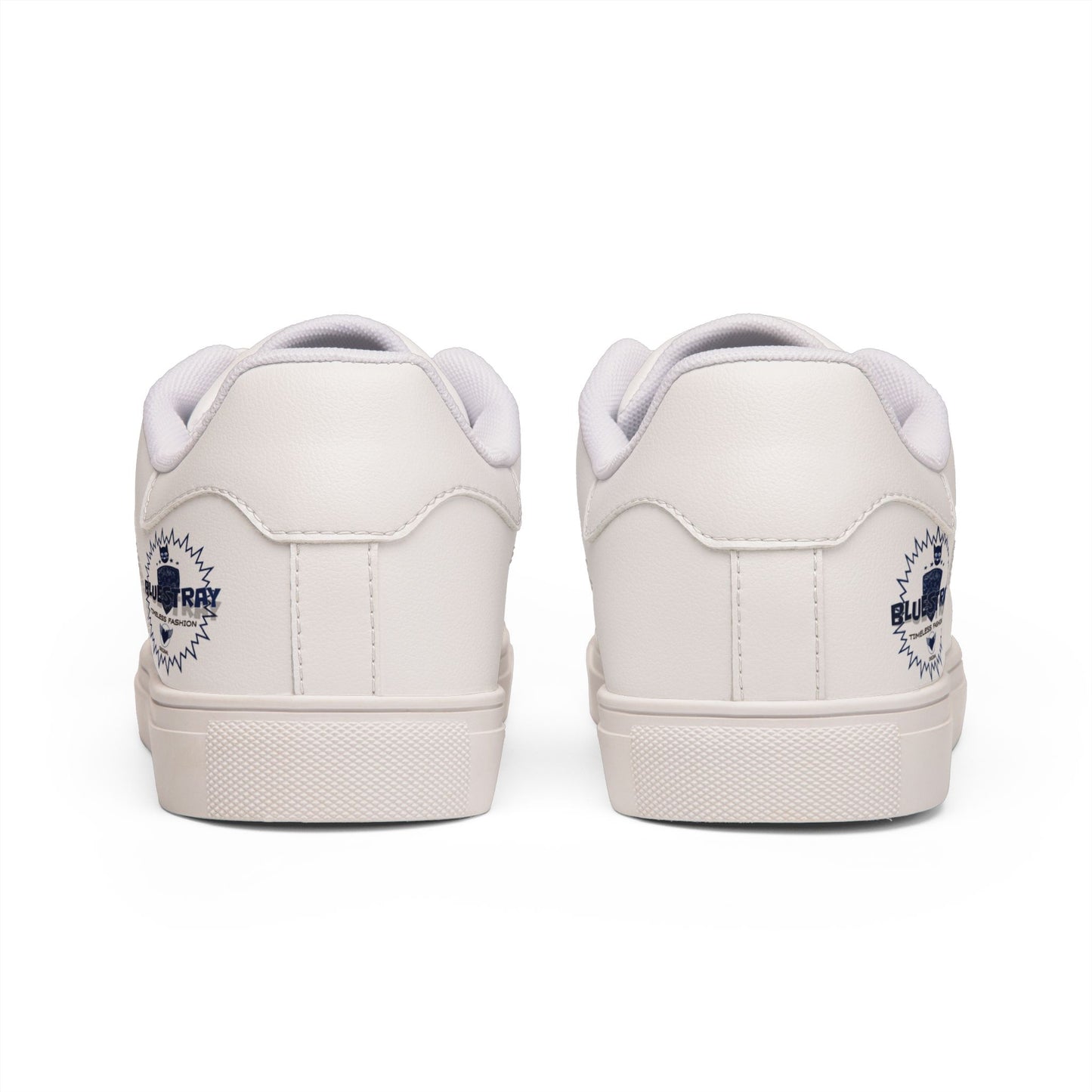 Bluestray Leather Low-Top Sneakers — Classic White Casual Shoes with Subtle Crest Accent