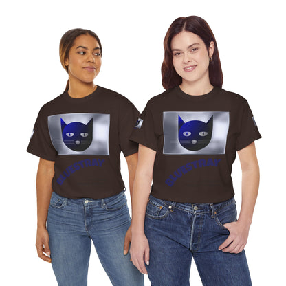 Bluestray Cat Graphic Tee — Retro Blue Cat Design