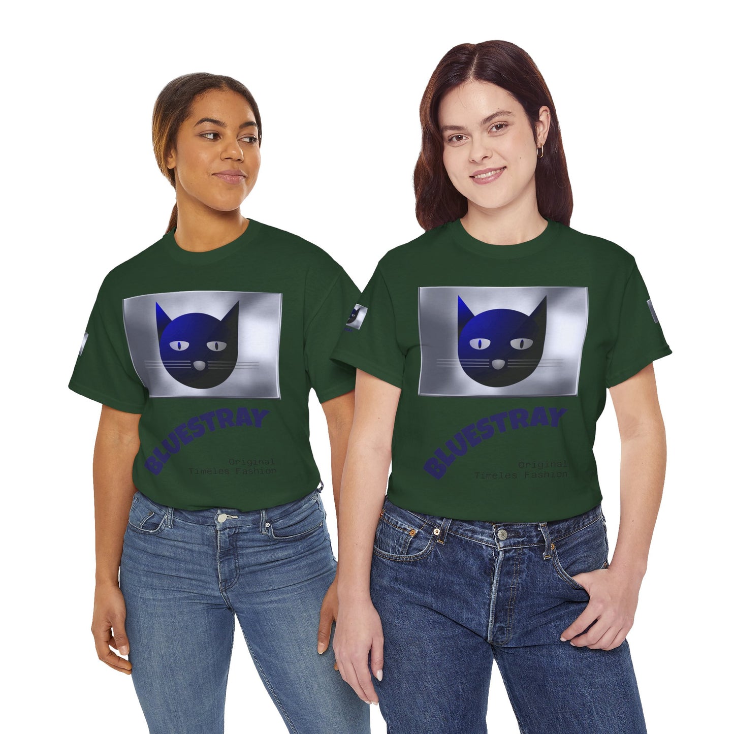 Bluestray Cat Graphic Tee — Retro Blue Cat Design
