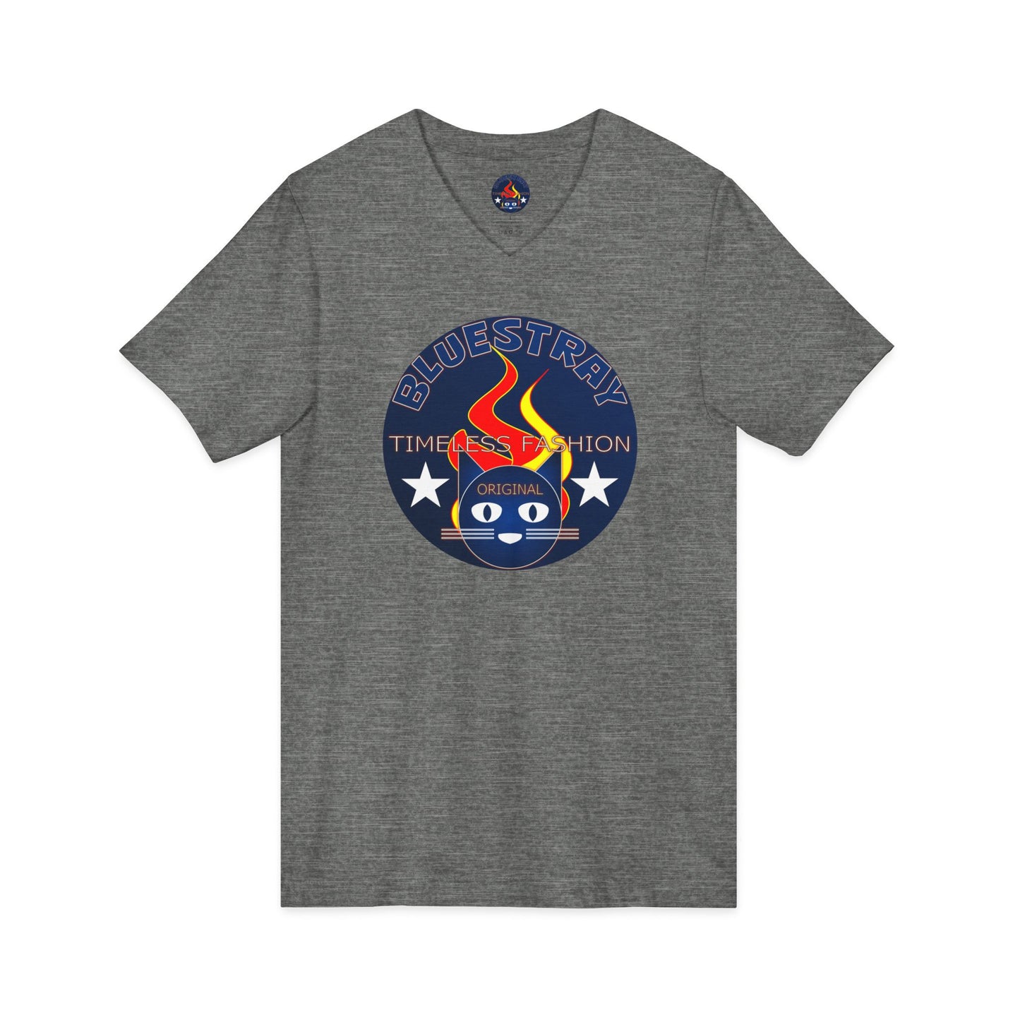 Time Station Equestrian Bluestray Cat V-Neck Tee