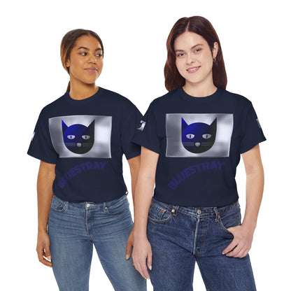 Bluestray Cat Graphic Tee — Retro Blue Cat Design