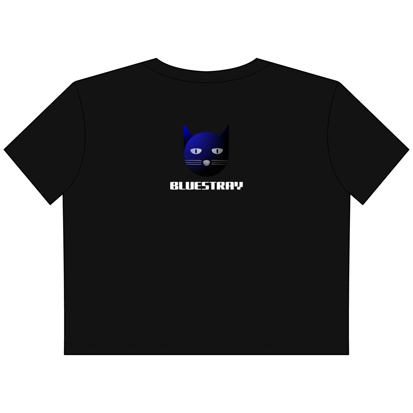 Cat Face Cropped Tee — Women's Boxy Bluestray Cat Graphic Shirt