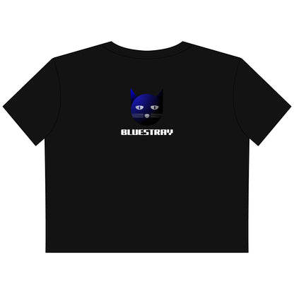 Cat Face Cropped Tee — Women's Boxy Bluestray Cat Graphic Shirt