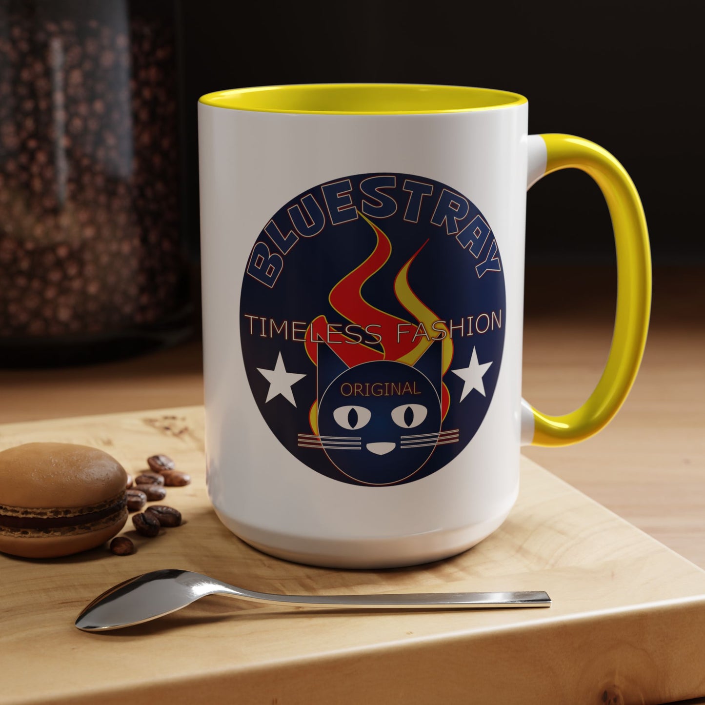 Bluestray Timeless Fashion Accent Coffee Mug — Retro Cat Logo 11/15oz
