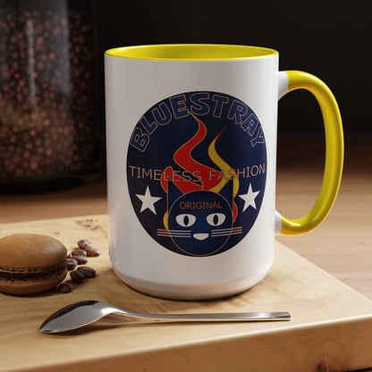 Bluestray Timeless Fashion Accent Coffee Mug — Retro Cat Logo 11/15oz