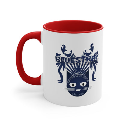 Bluestray Cat Accent Mug — Retro Cat Crest Coffee Cup (11oz)