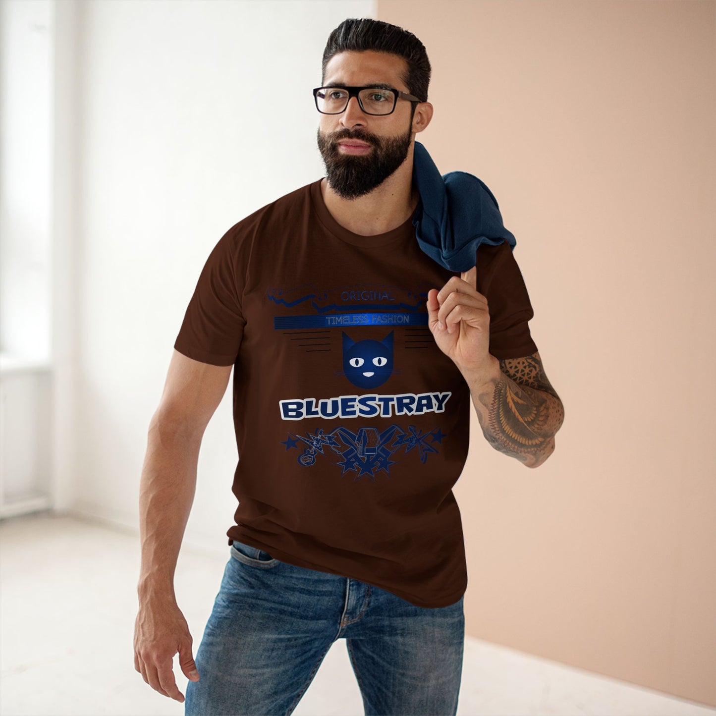 Bluestray Graphic Tee — Retro Cat Logo T-Shirt