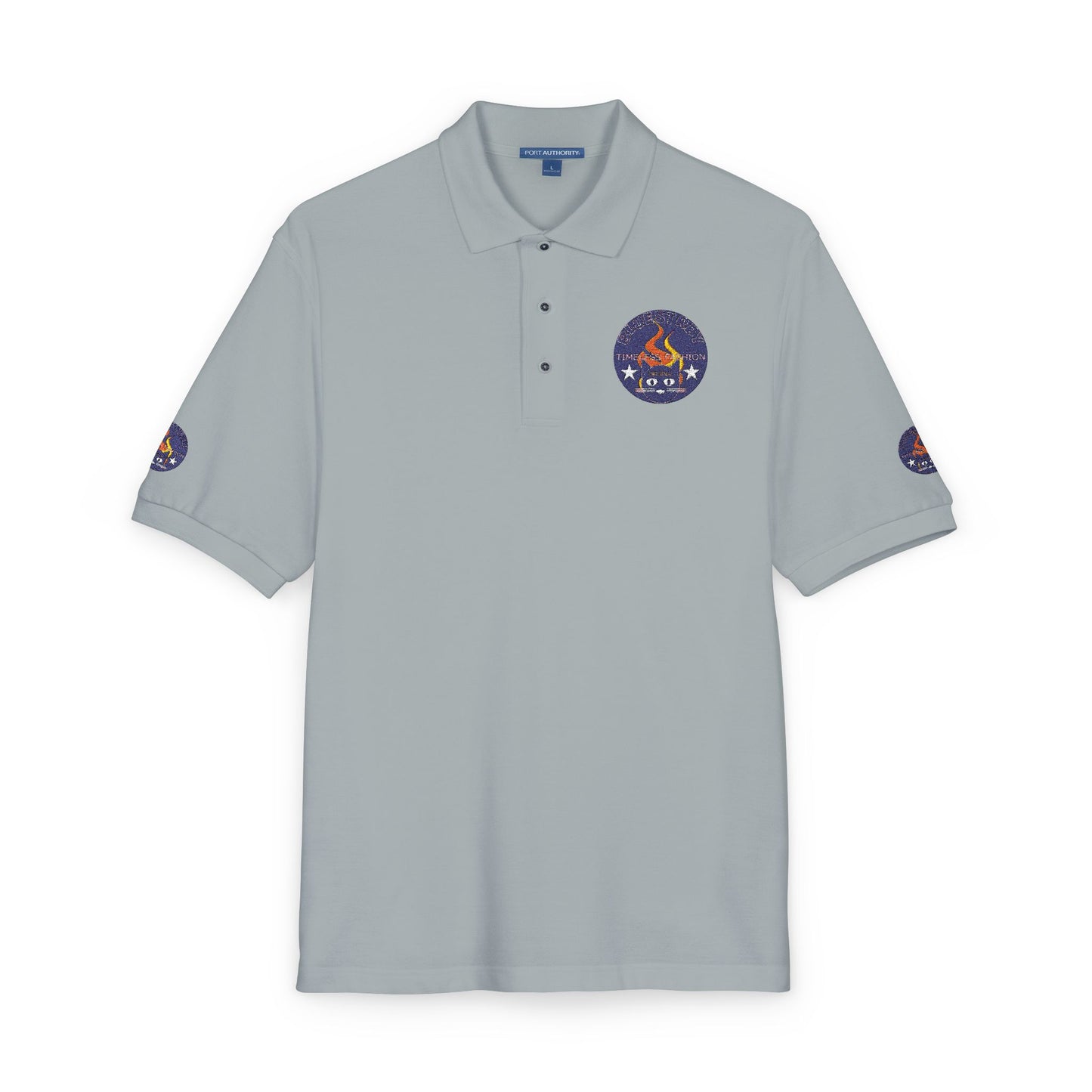 Embroidered Campfire Badge Polo — Outdoor Adventure Bluestray Logo Shirt