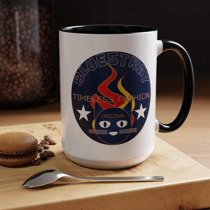 Bluestray Timeless Fashion Accent Coffee Mug — Retro Cat Logo 11/15oz