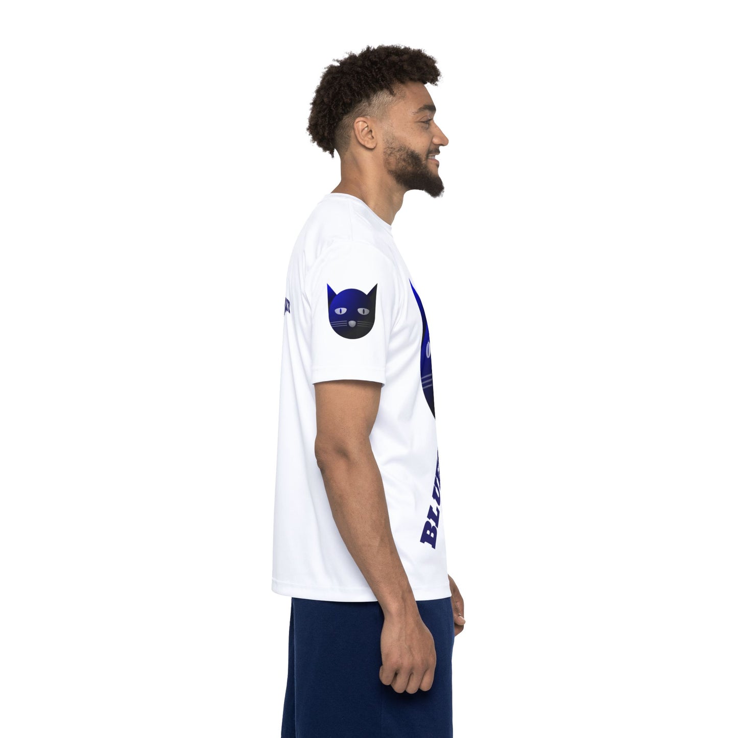 Bluestray Cat Sports Jersey — Men's Athletic Tee with Blue Cat Graphic