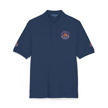 Embroidered Campfire Badge Polo — Outdoor Adventure Bluestray Logo Shirt