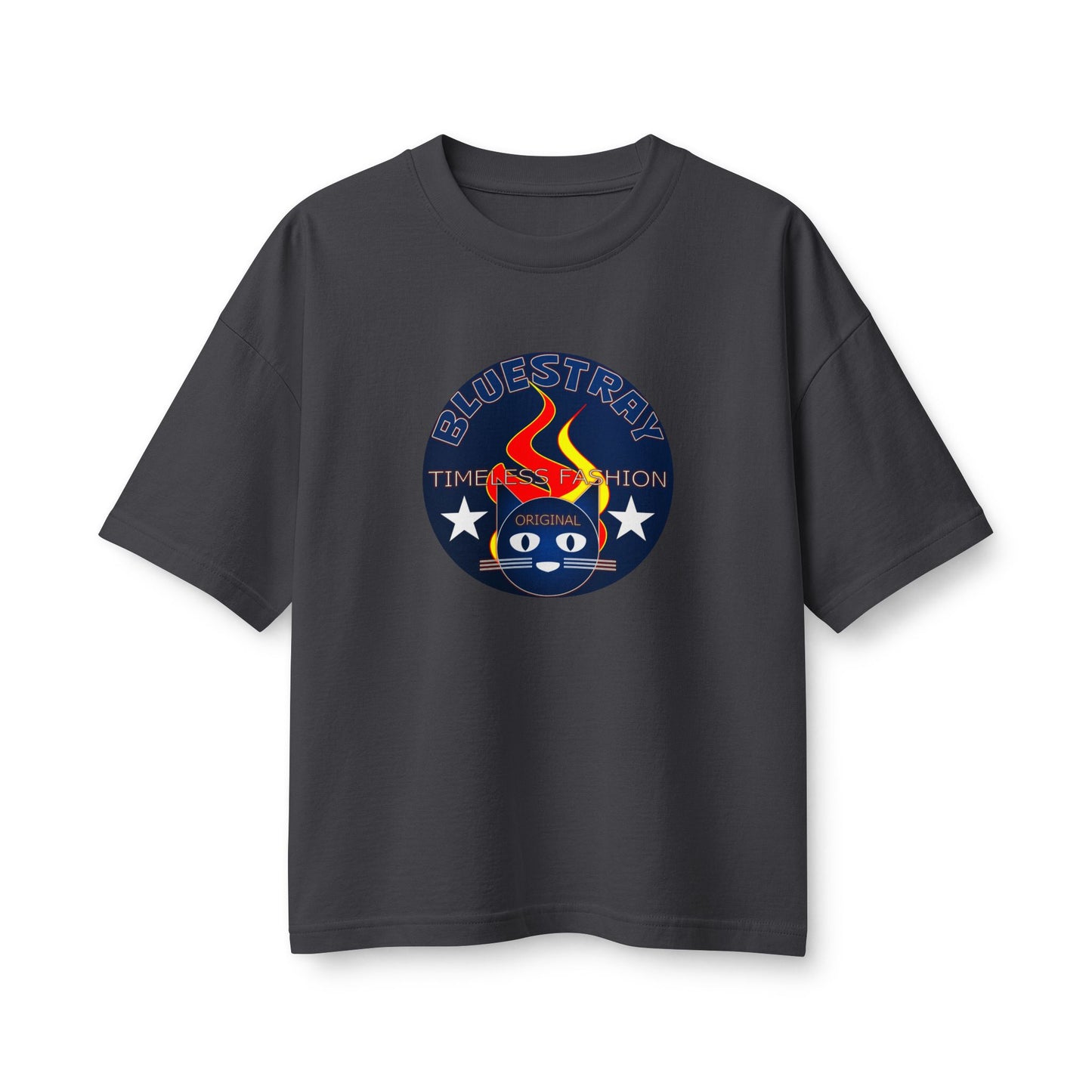 Bluestray Flame Mascot T-Shirt — Retro Campfire Logo Tee