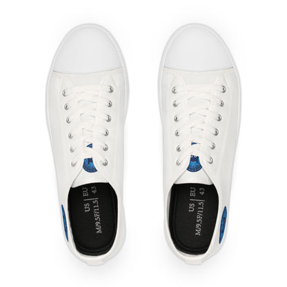 White Low Top Sneakers with Bluestray Patch - Men's Casual Canvas Shoes