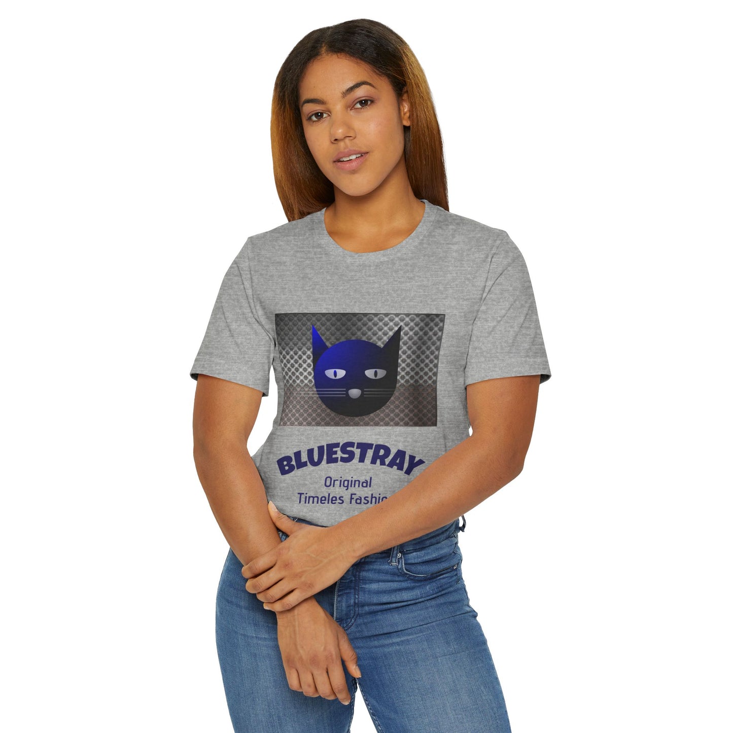 Bluestray Cat Graphic T-Shirt — Retro Blue Cat Logo Tee