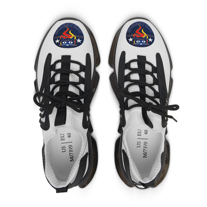 Bluestray Mesh Sneakers — White Knit Trainers with Retro Rocket Patch