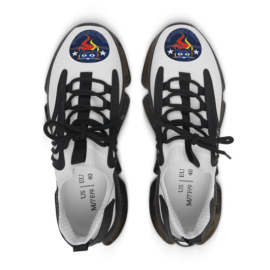 Bluestray Mesh Sneakers — White Knit Trainers with Retro Rocket Patch