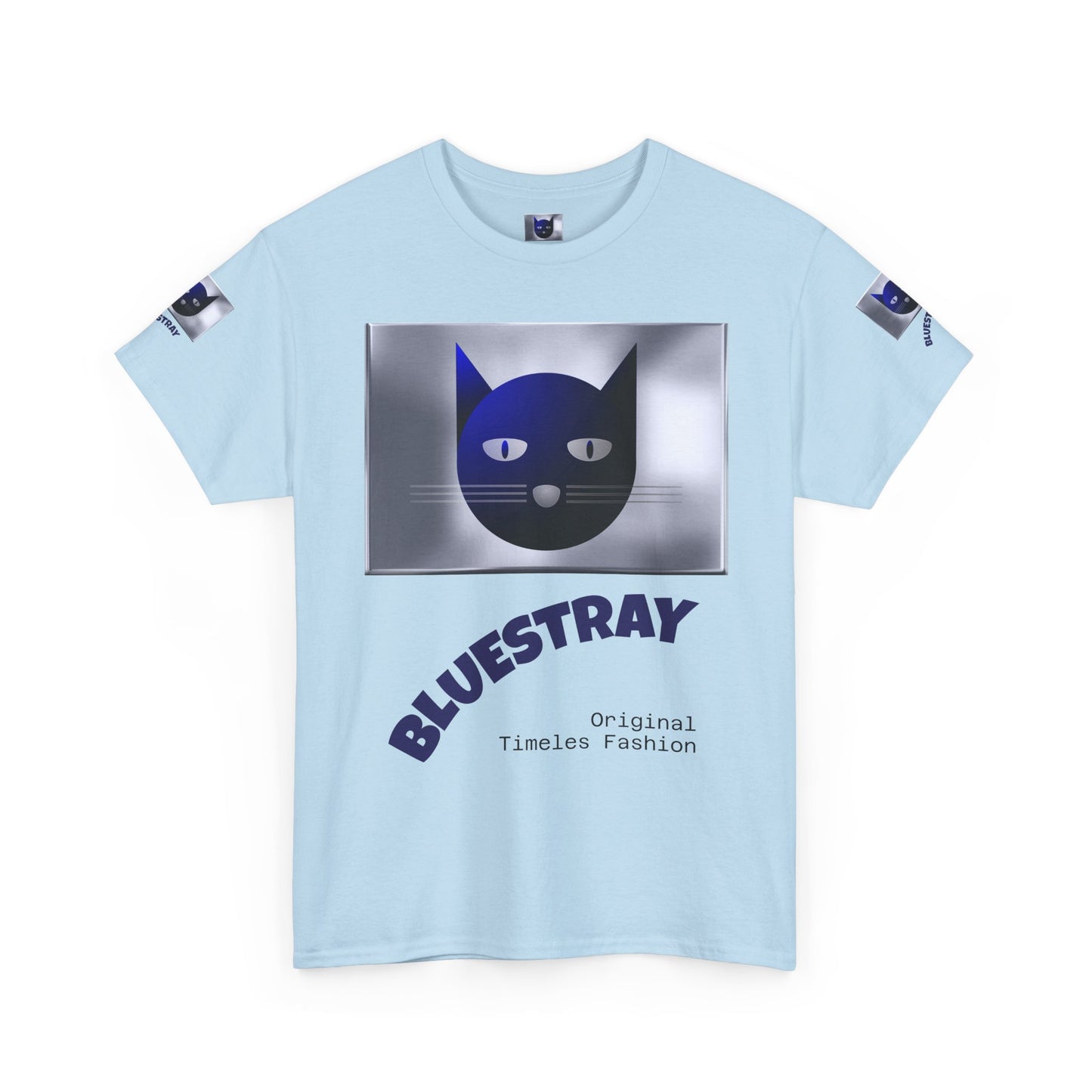Bluestray Cat Graphic Tee — Retro Blue Cat Design