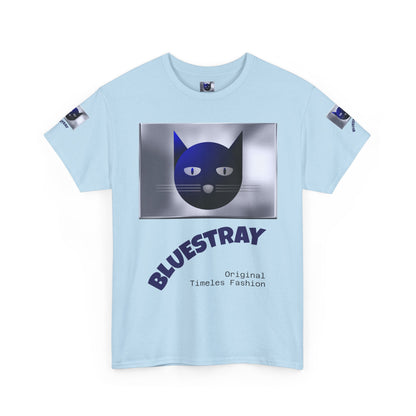 Bluestray Cat Graphic Tee — Retro Blue Cat Design