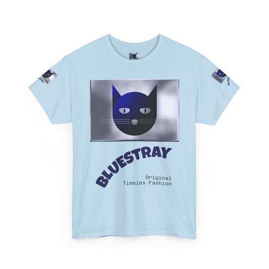 Bluestray Cat Graphic Tee — Retro Blue Cat Design