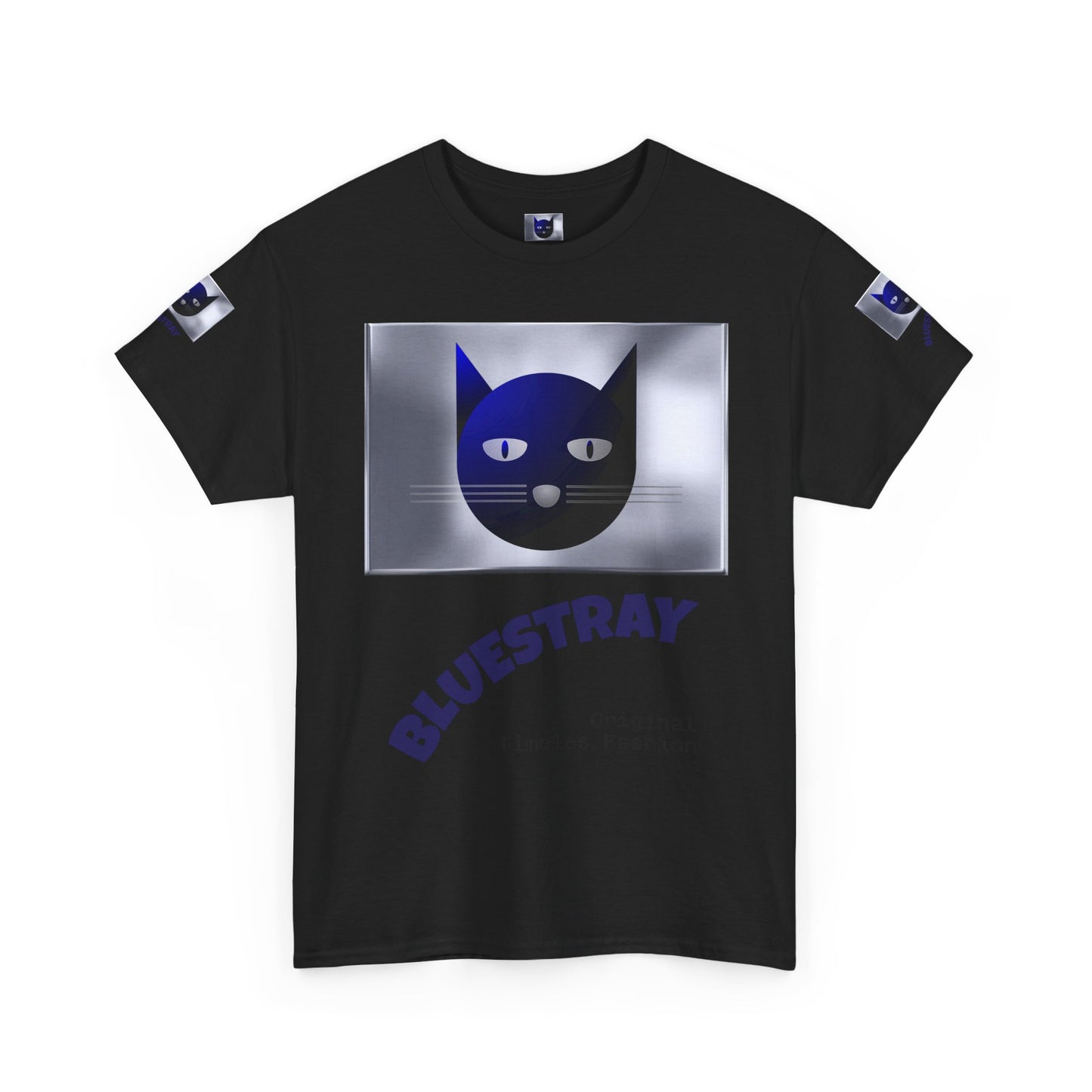Bluestray Cat Graphic Tee — Retro Blue Cat Design