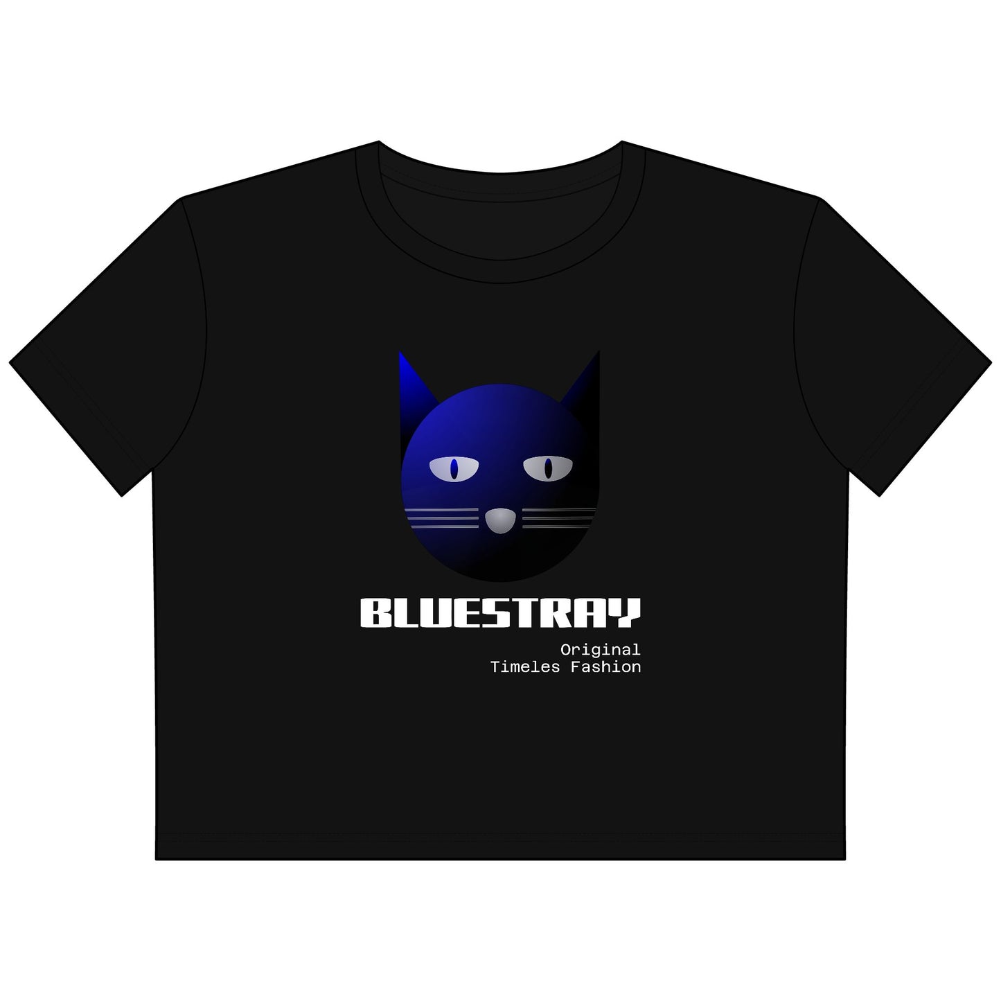 Cat Face Cropped Tee — Women's Boxy Bluestray Cat Graphic Shirt