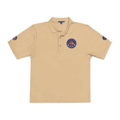 Embroidered Campfire Badge Polo — Outdoor Adventure Bluestray Logo Shirt