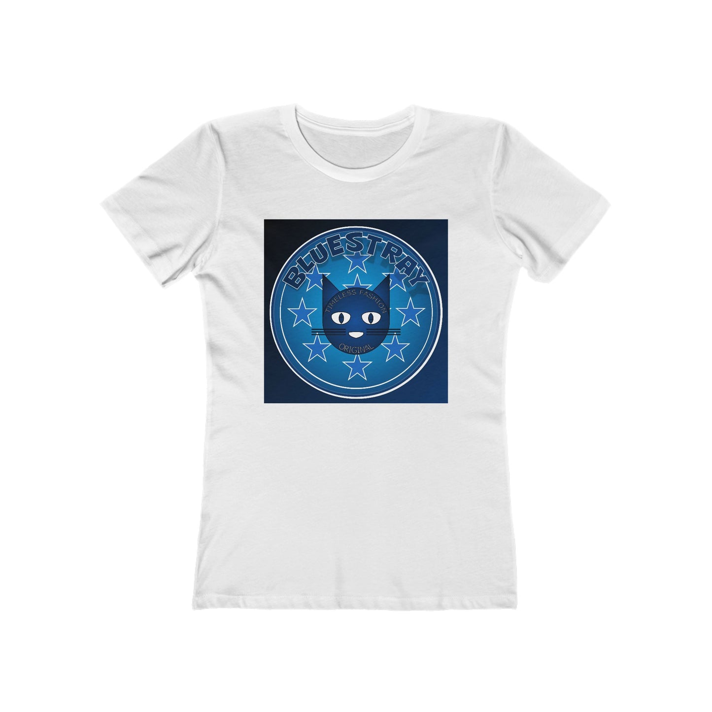 Women’s Boyfriend Tee — Bluestray Crescent Cat Graphic T-Shirt