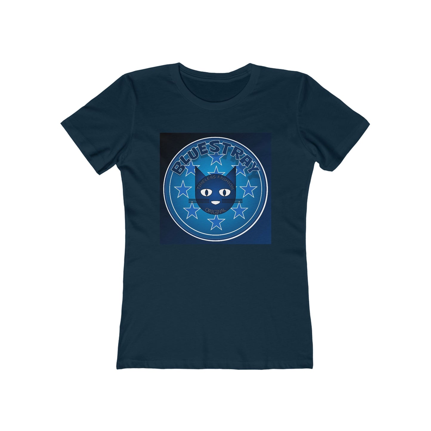 Women’s Boyfriend Tee — Bluestray Crescent Cat Graphic T-Shirt