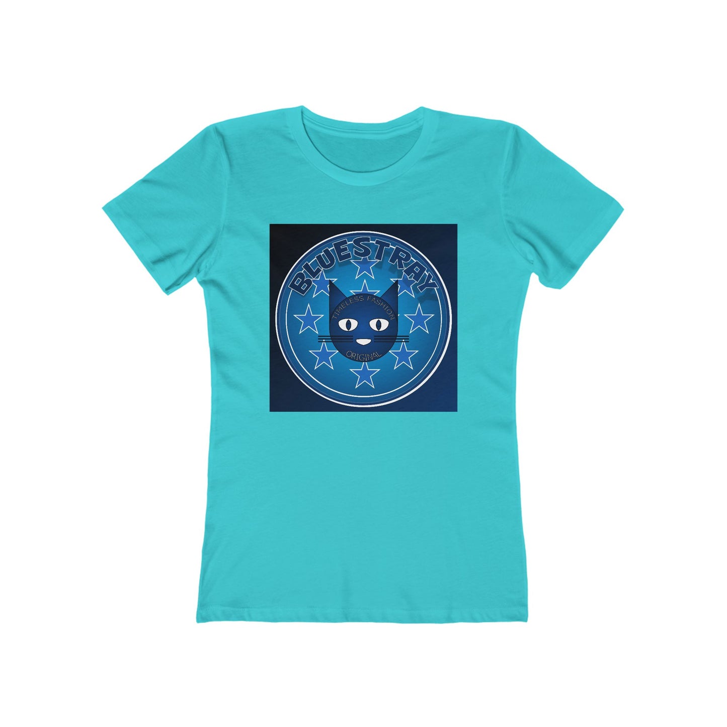 Women’s Boyfriend Tee — Bluestray Crescent Cat Graphic T-Shirt