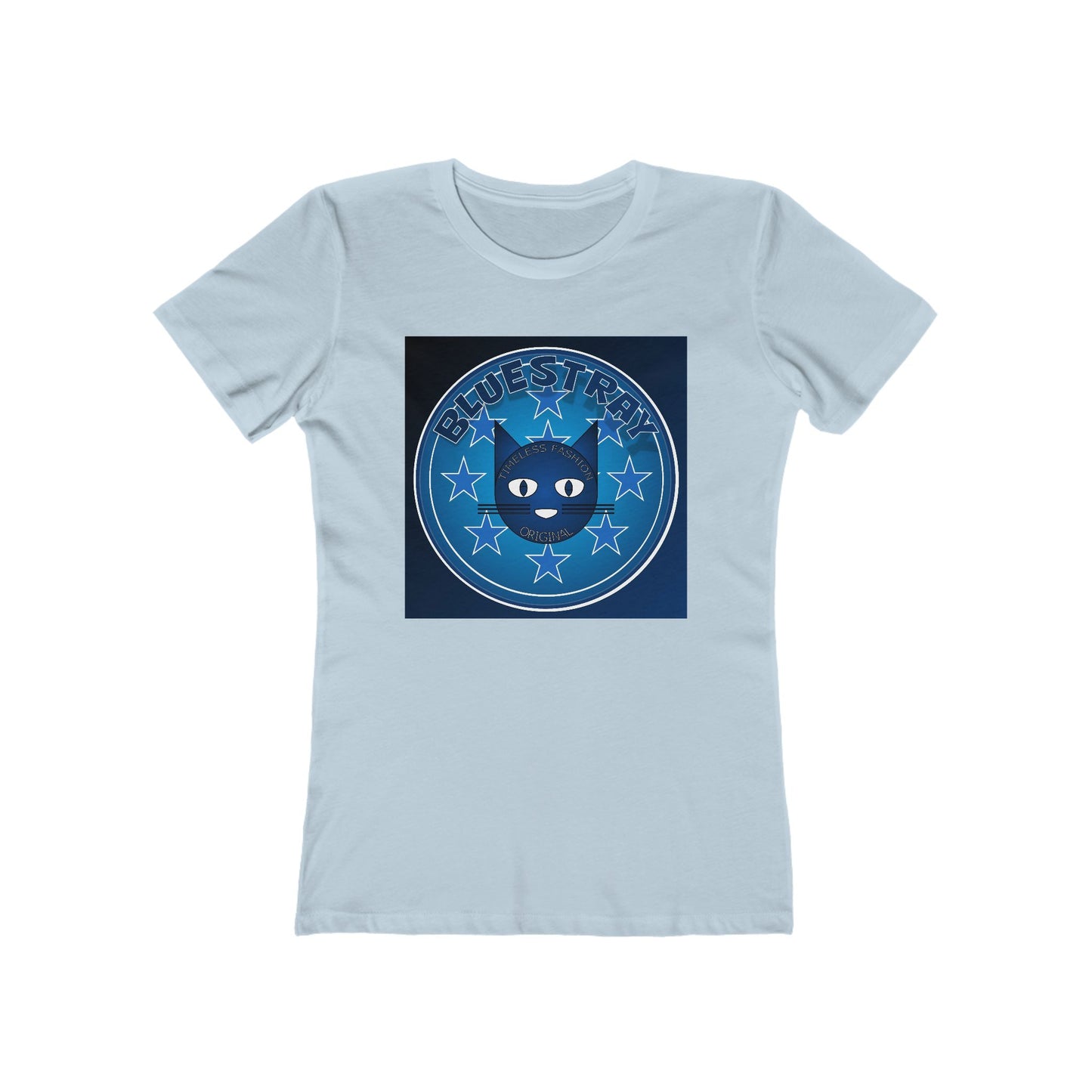 Women’s Boyfriend Tee — Bluestray Crescent Cat Graphic T-Shirt