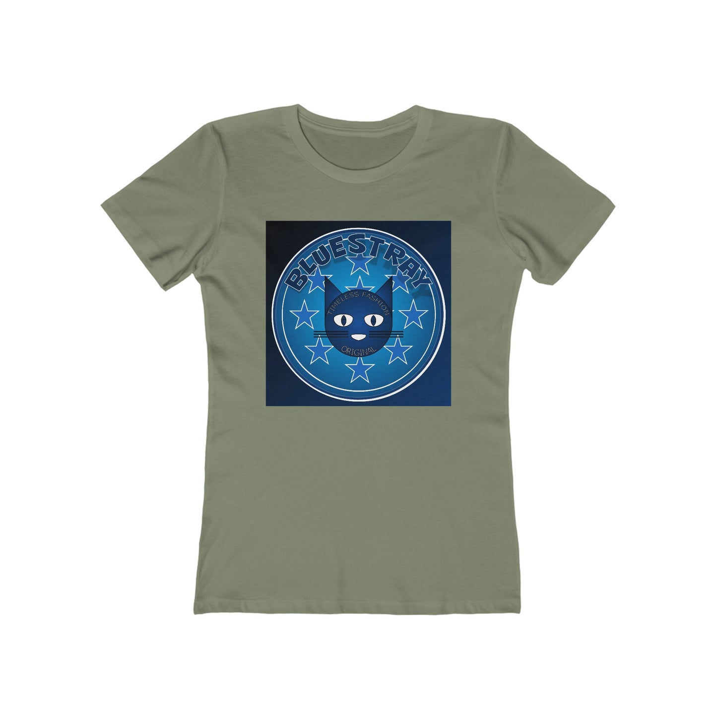 Women’s Boyfriend Tee — Bluestray Crescent Cat Graphic T-Shirt